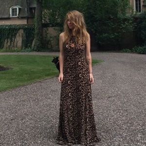 Leopard Backless Maxi Dress